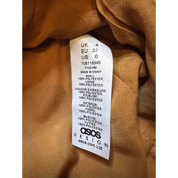 Asos Design Mini Dress Womens Size 0 Gold Bronze Sequin Sleeveless Scoop Neck - Picture 2 of 5